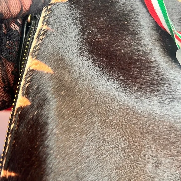 Cavalcanti made Italy Zebra Print cow leather Wristlet in Black & Copper - Picture 8 of 14